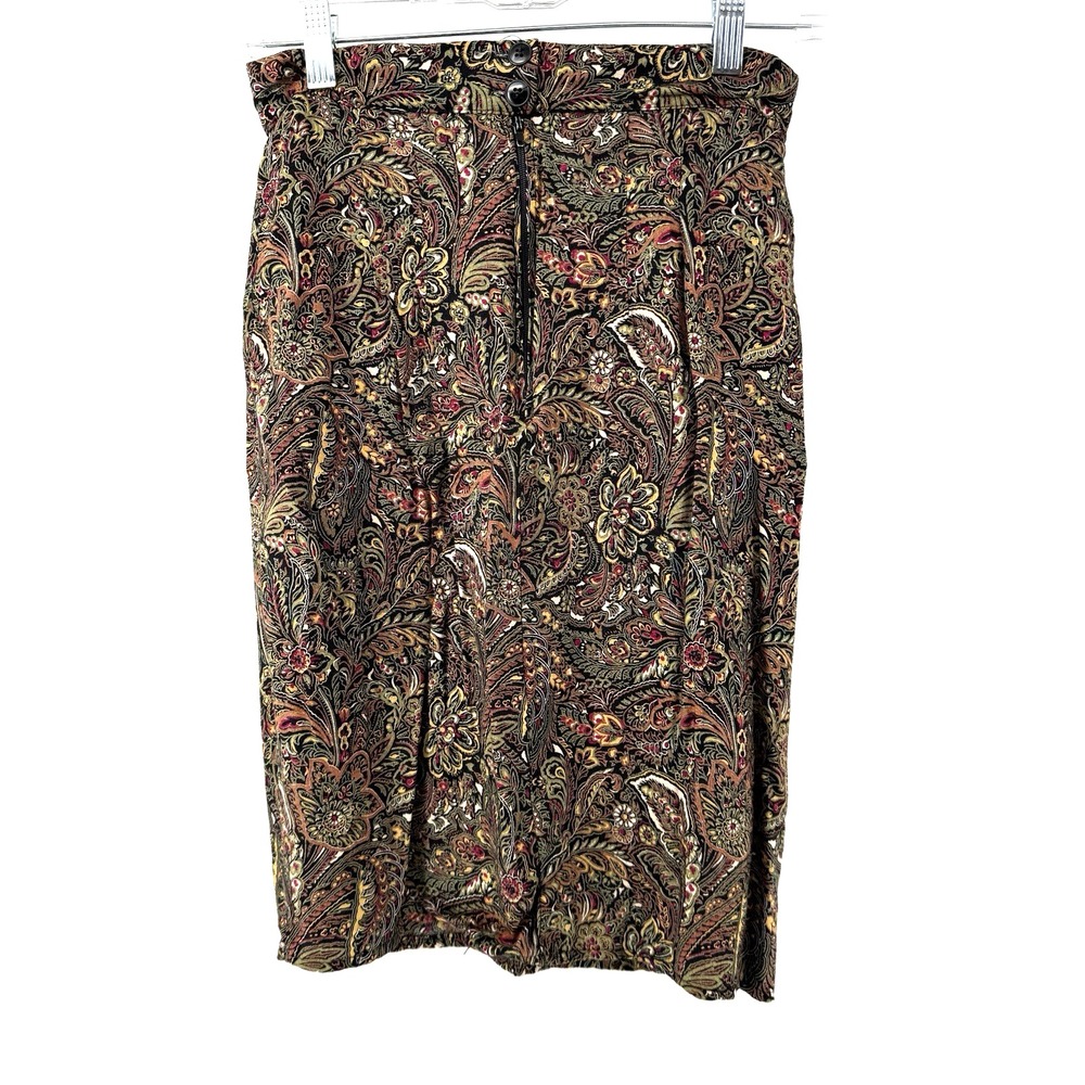 Nell Flowers Women's Size 10 Skirt Multi Midi Paisley Pleated Artsy Boho Gypsy - Picture 3 of 9